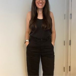 Everlane cropped straight black cotton slacks 4
